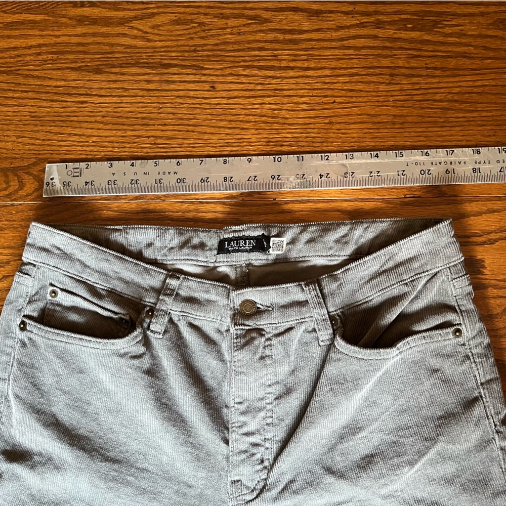 NWT Ralph Lauren Women’s Mid Rise Corduroy Straight Fit Grey Jeans Pants 14 - Picture 11 of 14